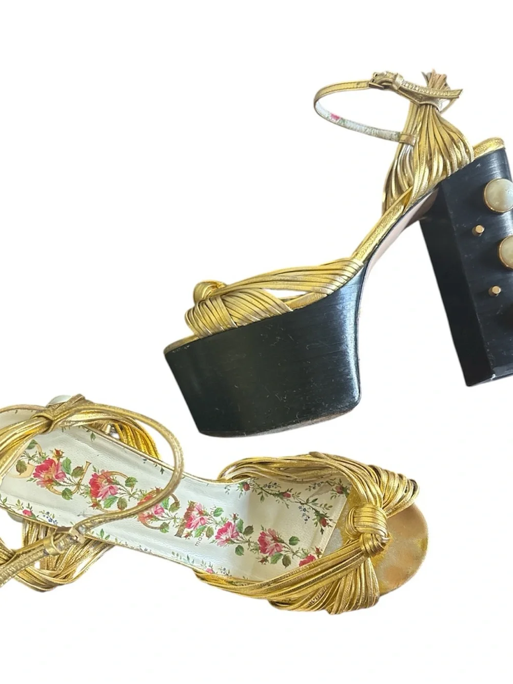 Gucci runway Allie pearl black platform chunky open toe sandal 37.5